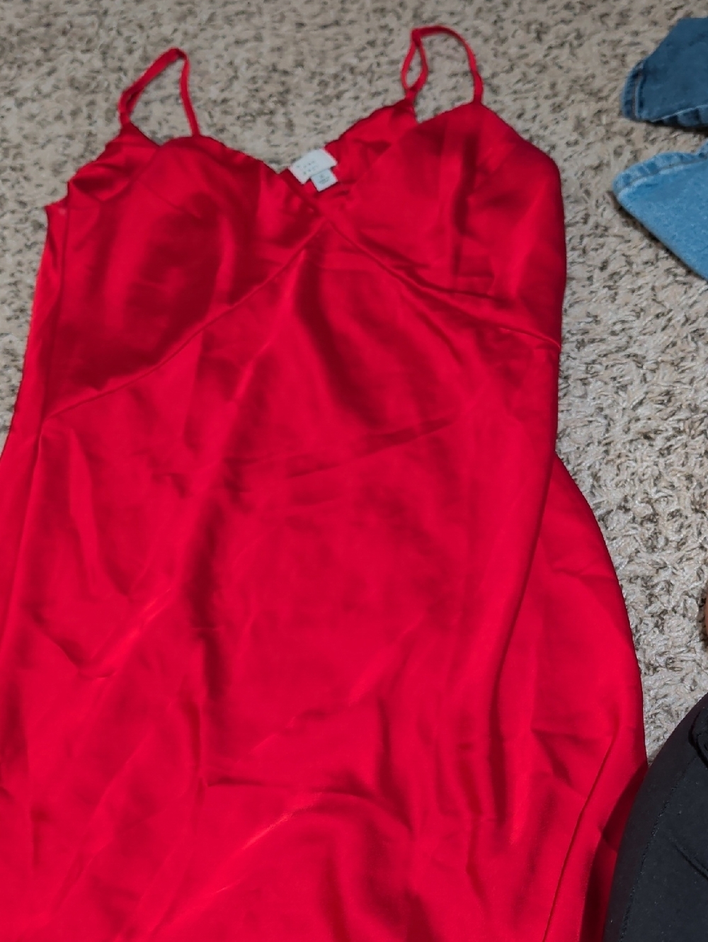 a new day Bright Red Satin Mini Slip Dress